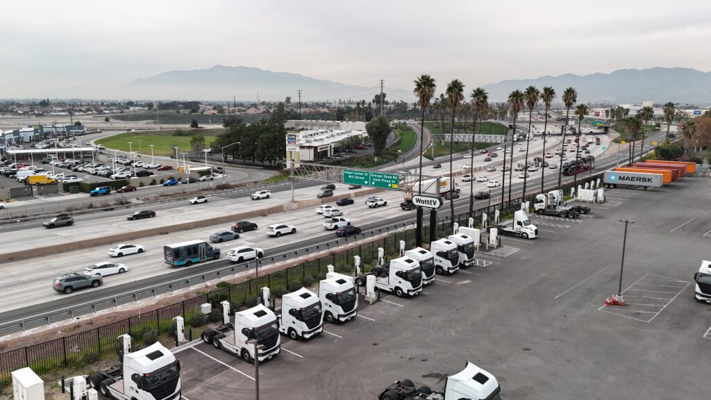 I-215 adjacent to the WattEV San Bernardino charging depot